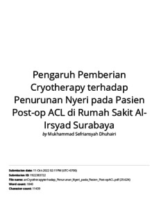 PENGARUH PEMBERIAN CRYOTHERAPY TERHADAP PENURUNAN NYERI PADA PASIEN ...